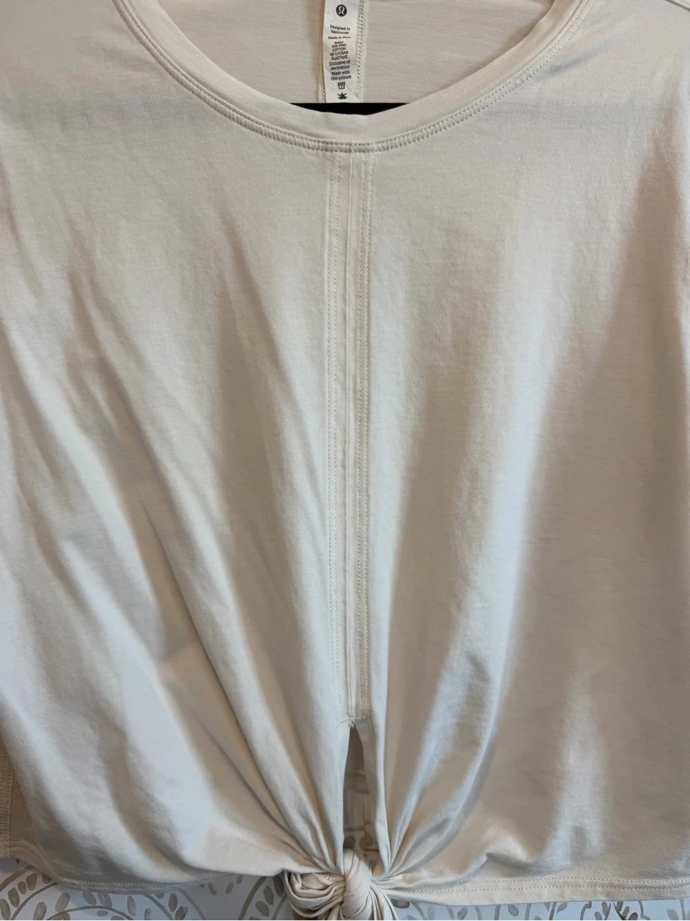 LuLuLemon All Sport Tie Front Shirt size 8 Ivory Cream Off White